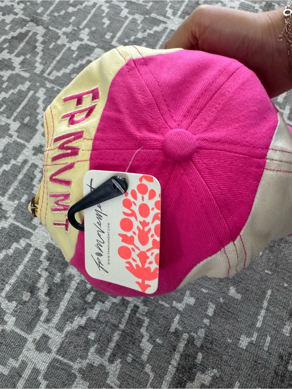 FP Movement by Free People Rule the Court Pink Cream Embroidered Baseball Cap